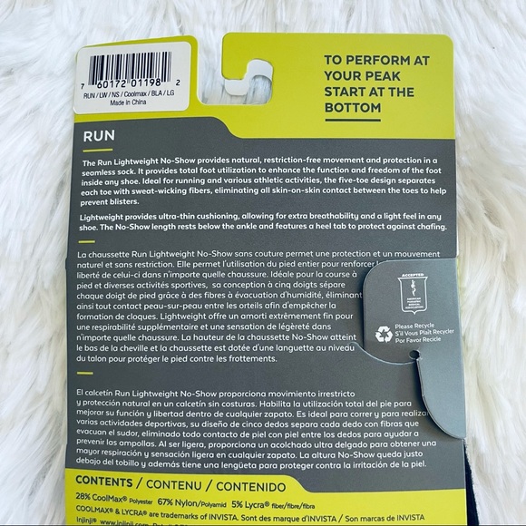 M, L Injunji performance run toe no-show socks - Picture 2 of 9